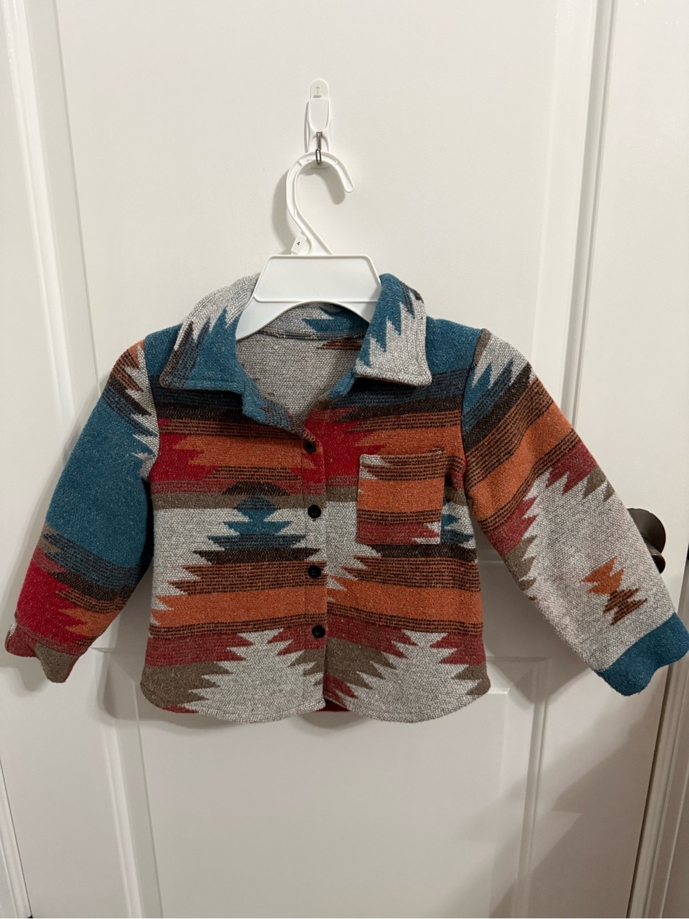 Kids Multicolor Southwestern Button-Up Shirt Jacket